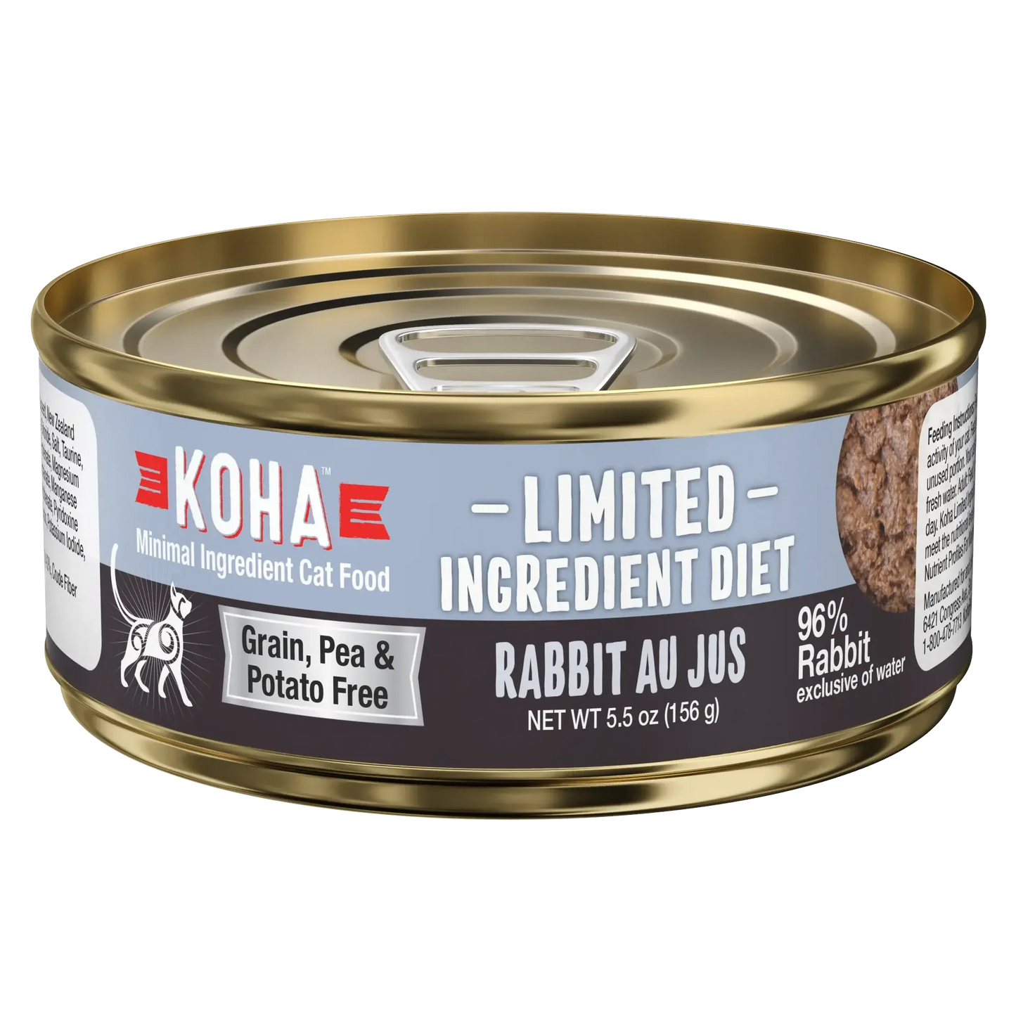 KOHA Limited Ingredient Diet Rabbit Au Jus Wet Cat Food Cans Case of 24 KOHA