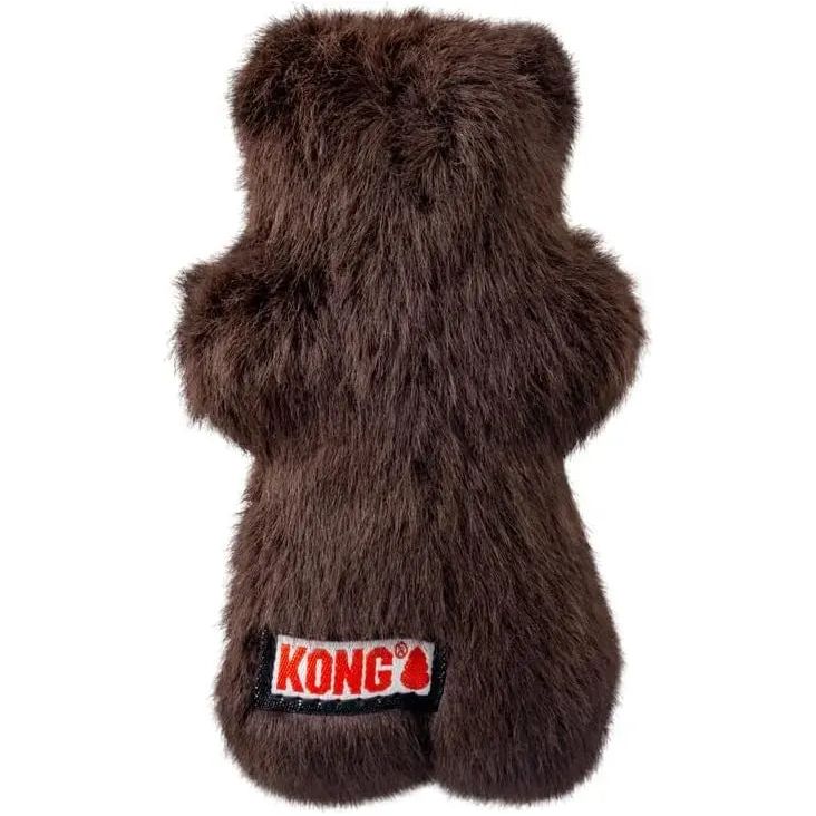 The KONG Snuzzles Mini Plush Dog Toy by Kong is a brown, bear-shaped toy designed for puppies and small dogsâperfect as a first toy or comforting companion.