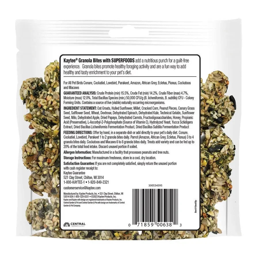 Kaytee Granola Bites Spinach and Kale Bird Treats Kaytee