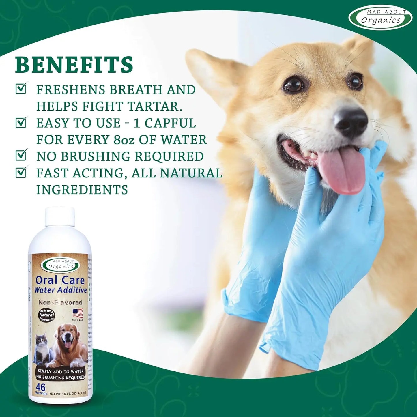 Mad About Organics Oral Care Water Additive for Cats & Dogs Mad About Organics