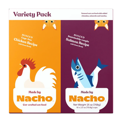 Made by Nacho Minced in Bone Broth Cat Food Cups Variety Pack 10 ct, 25 oz Made By Nacho
