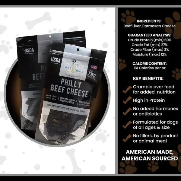 Mika & Sammys Philly Beef Cheese Dehydrated Dog Treats 5oz Mika & Sammys