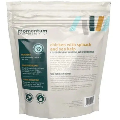 Momentum Carnivore Nutrition Freeze Dried Raw Chicken Spinach Sea Kelp Treats 3oz Momentum