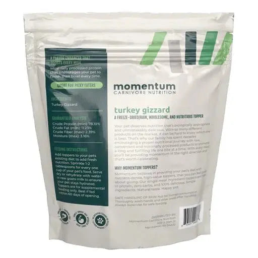 Momentum Carnivore Nutrition Freeze Dried Raw Turkey Gizzard Topper Momentum