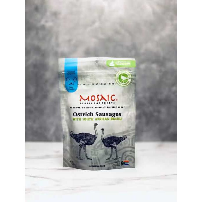 Mosaic South African Ostrich Sausages Infused with Buchu Dog Treats Mosaic