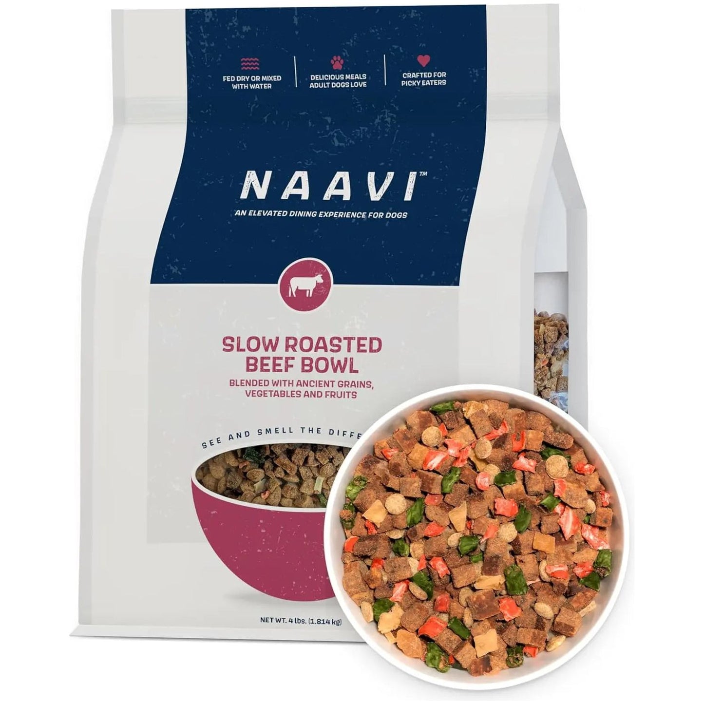 Naavi Slow Roasted Beef Bowl Dry Dog Food Naavi