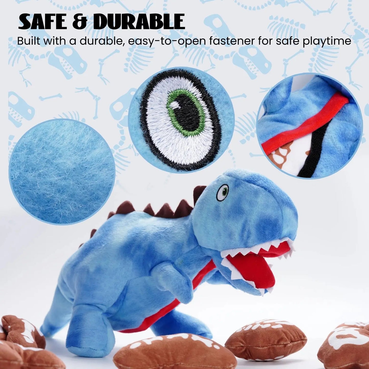 Nocciola Dinosaur Adventure Plush Dog Toy - 9-in-1 Interactive Fun Nocciola