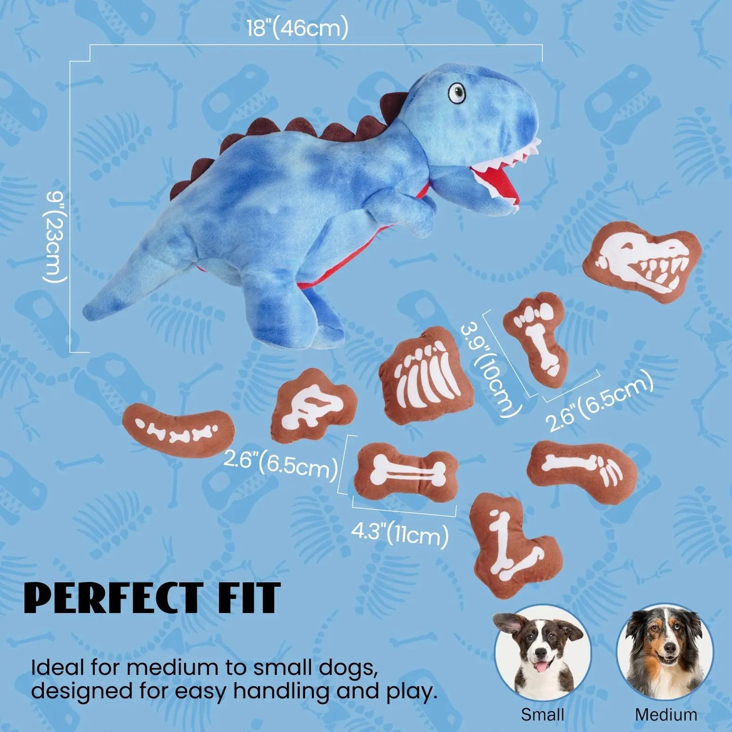 Nocciola Dinosaur Adventure Plush Dog Toy - 9-in-1 Interactive Fun Nocciola