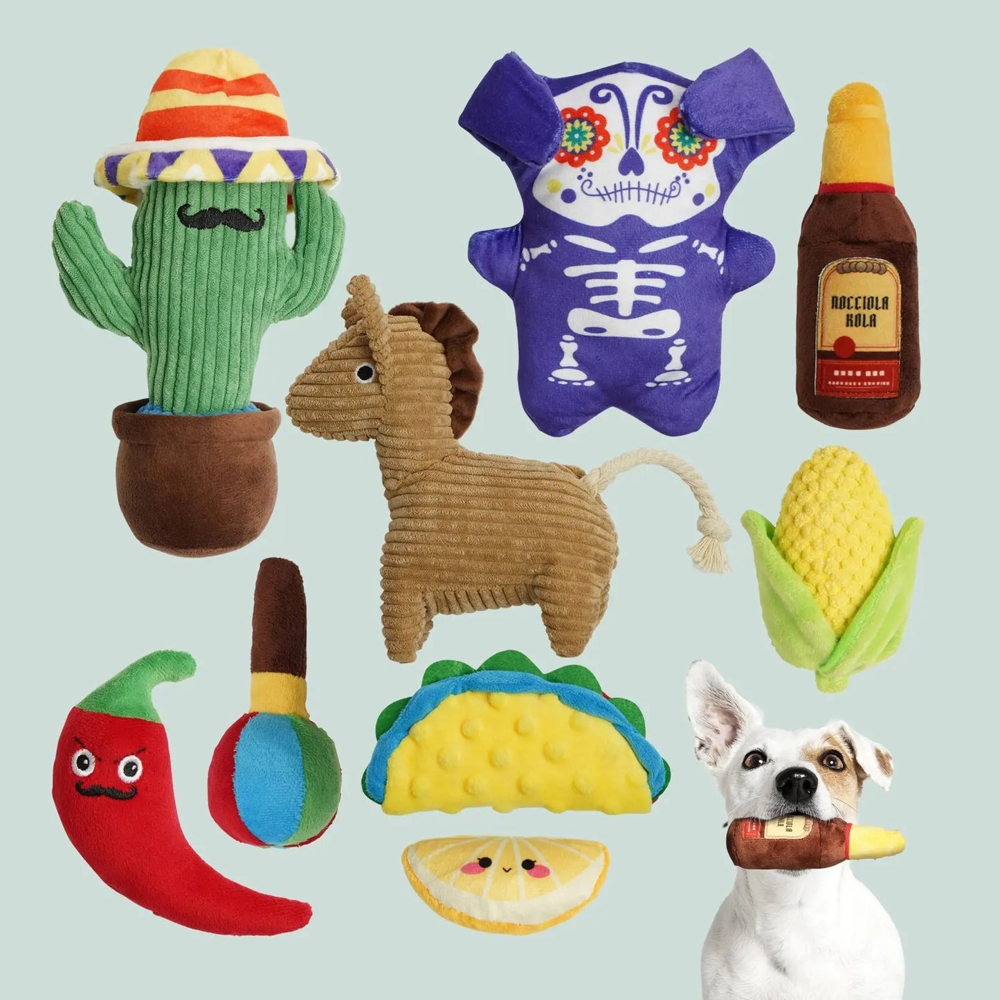 Nocciola MexiPaws Plush Toy Set – 9 Squeaky Friends for Your Pup Nocciola