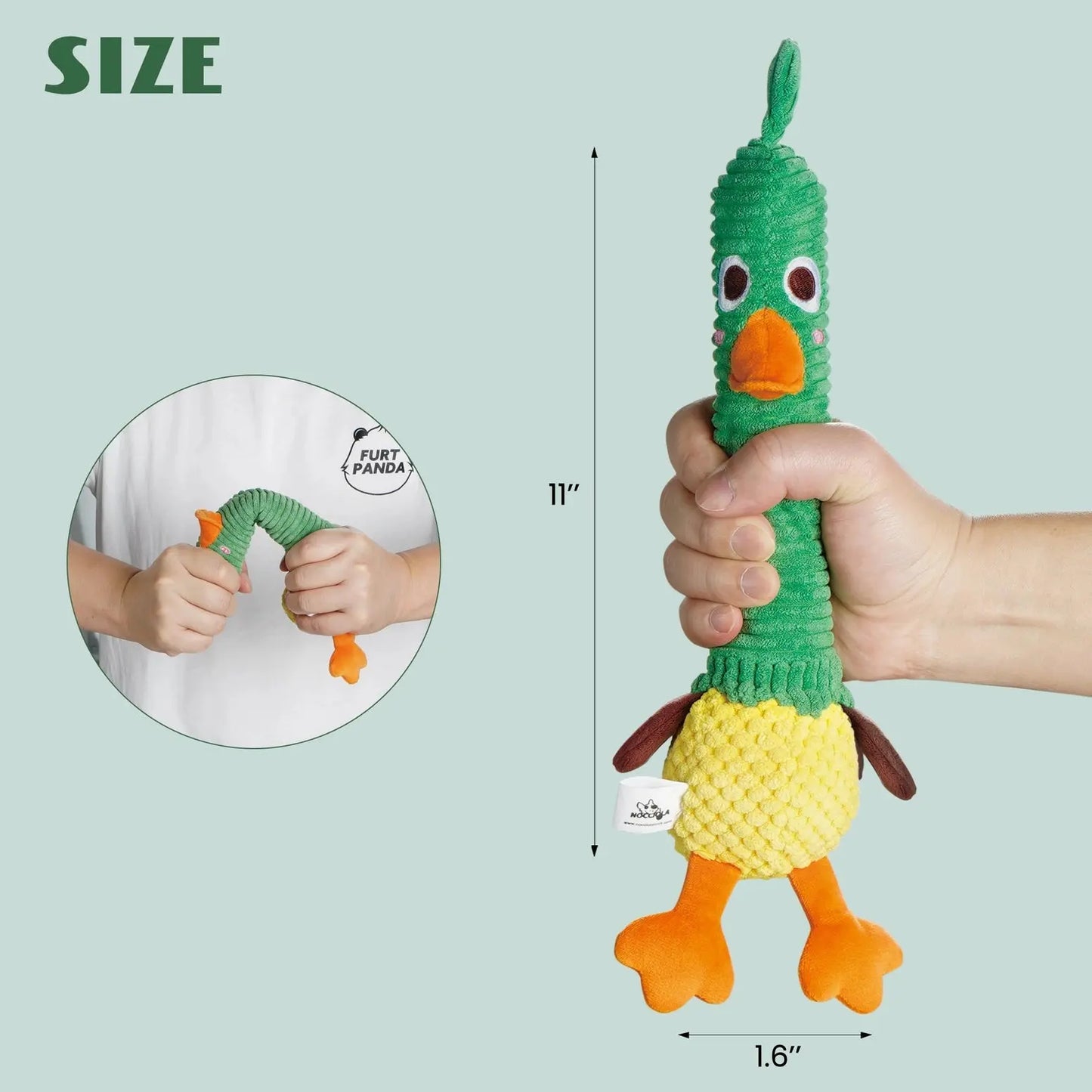 Nocciola Plush Duck with Rubber Squeaker - Endless Playtime Nocciola