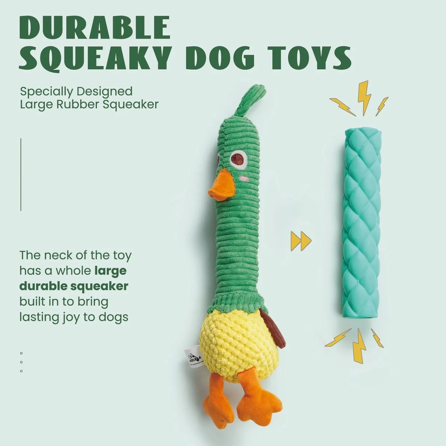 Nocciola Plush Duck with Rubber Squeaker - Endless Playtime Nocciola