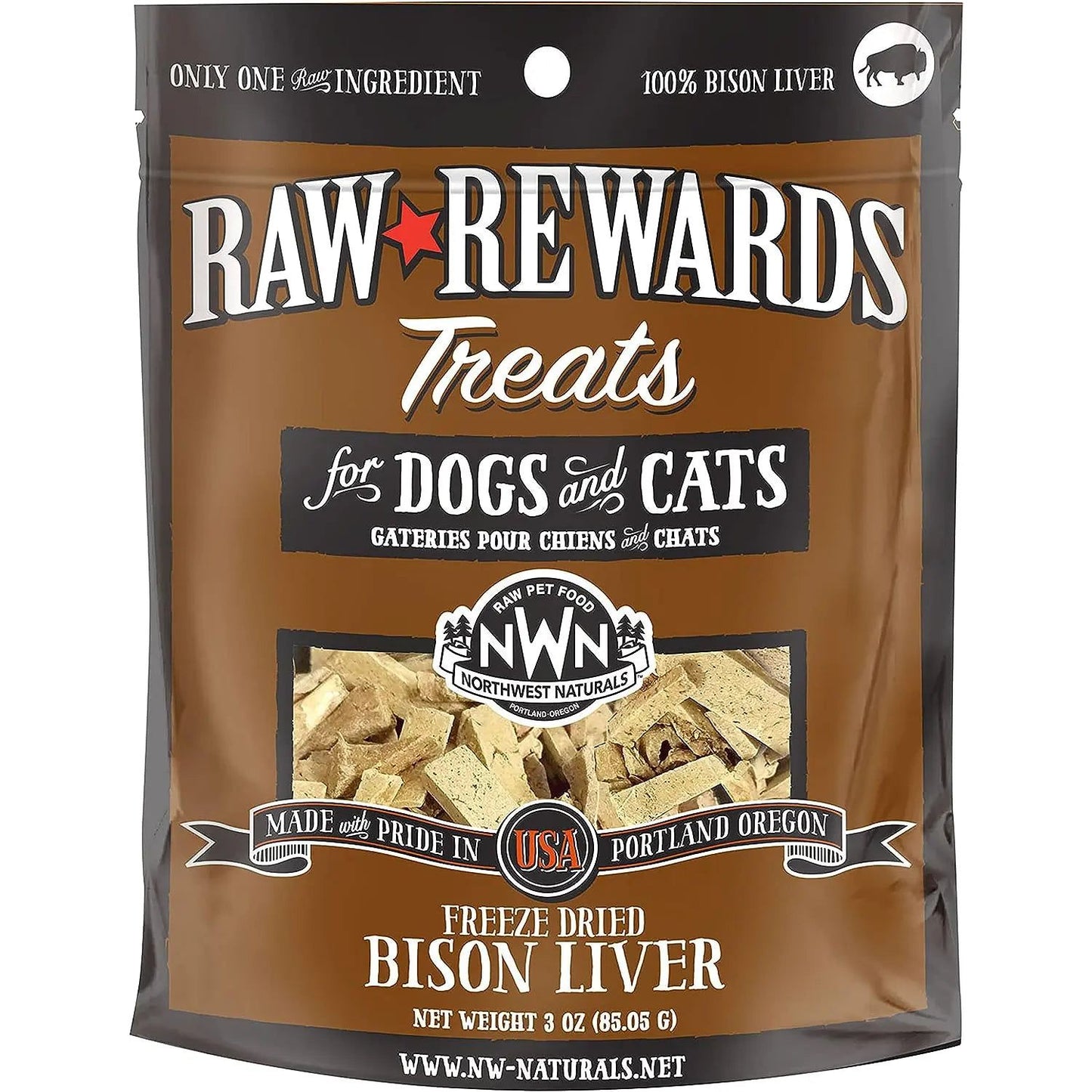 Northwest Naturals Bison Liver Freeze-Dried Treats for Dogs and Cats 3oz Northwest Naturals