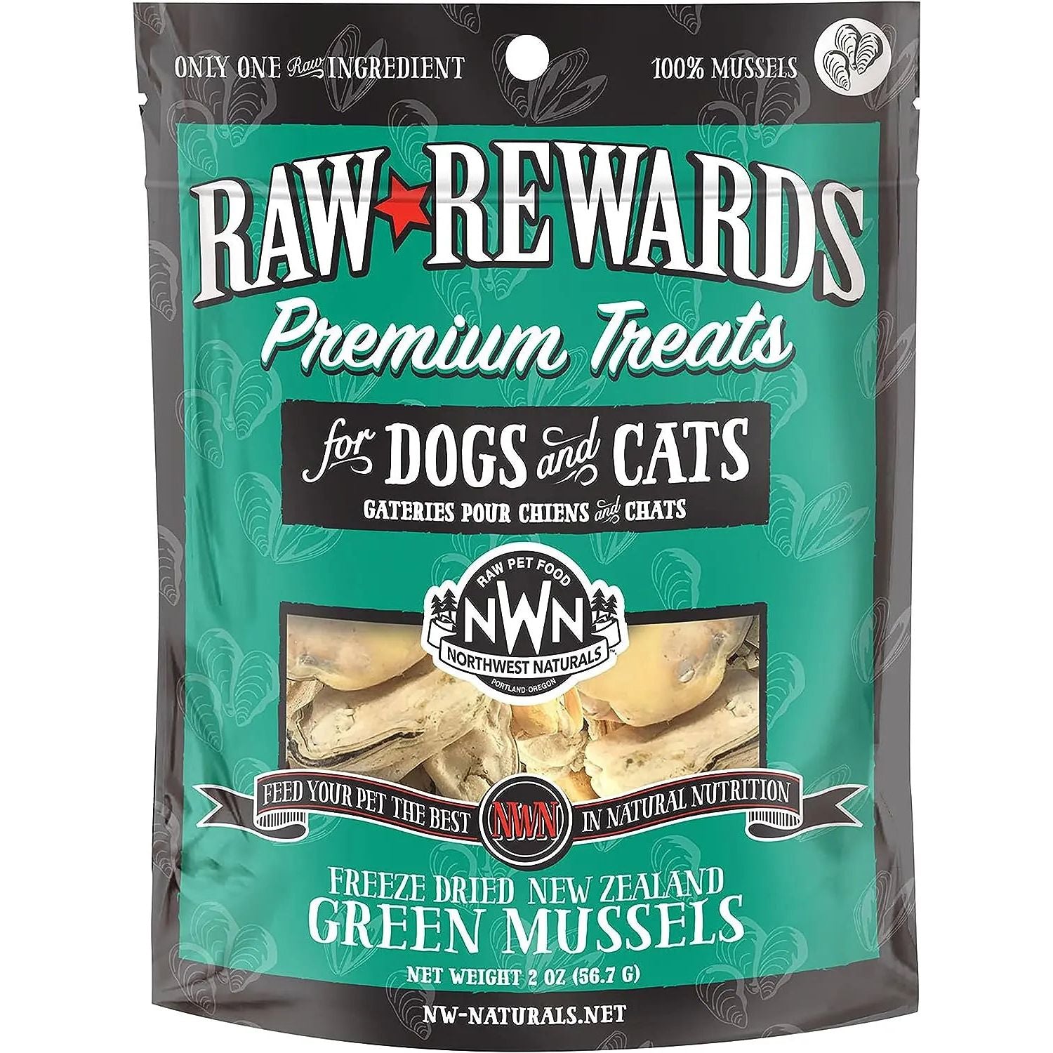 Northwest Naturals Green-Lipped Mussels Freeze-Dried Treats for Dogs and Cats 2oz Northwest Naturals