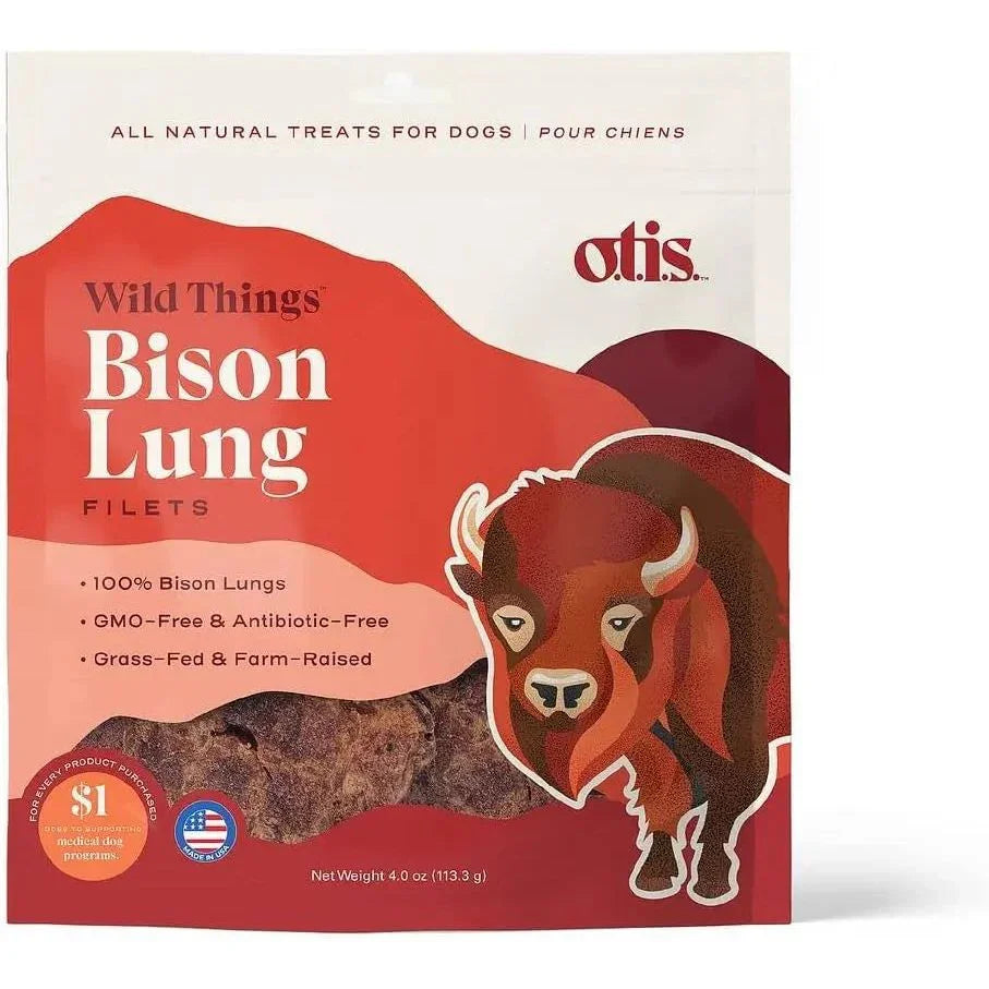 OTIS Wild Things Grass-Fed Bison Lung Filets Dog Treats 4oz OTIS