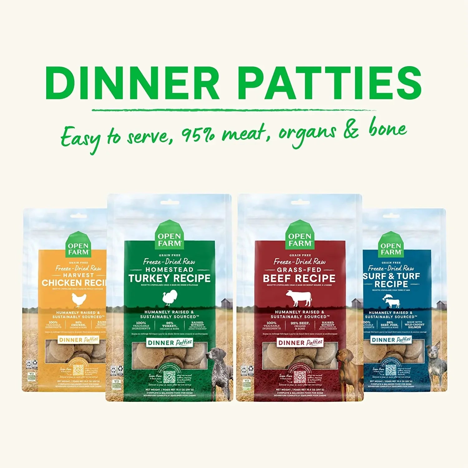 Open Farm Homestead Turkey Freeze-Dried Raw Patties Dog Food Open Farm