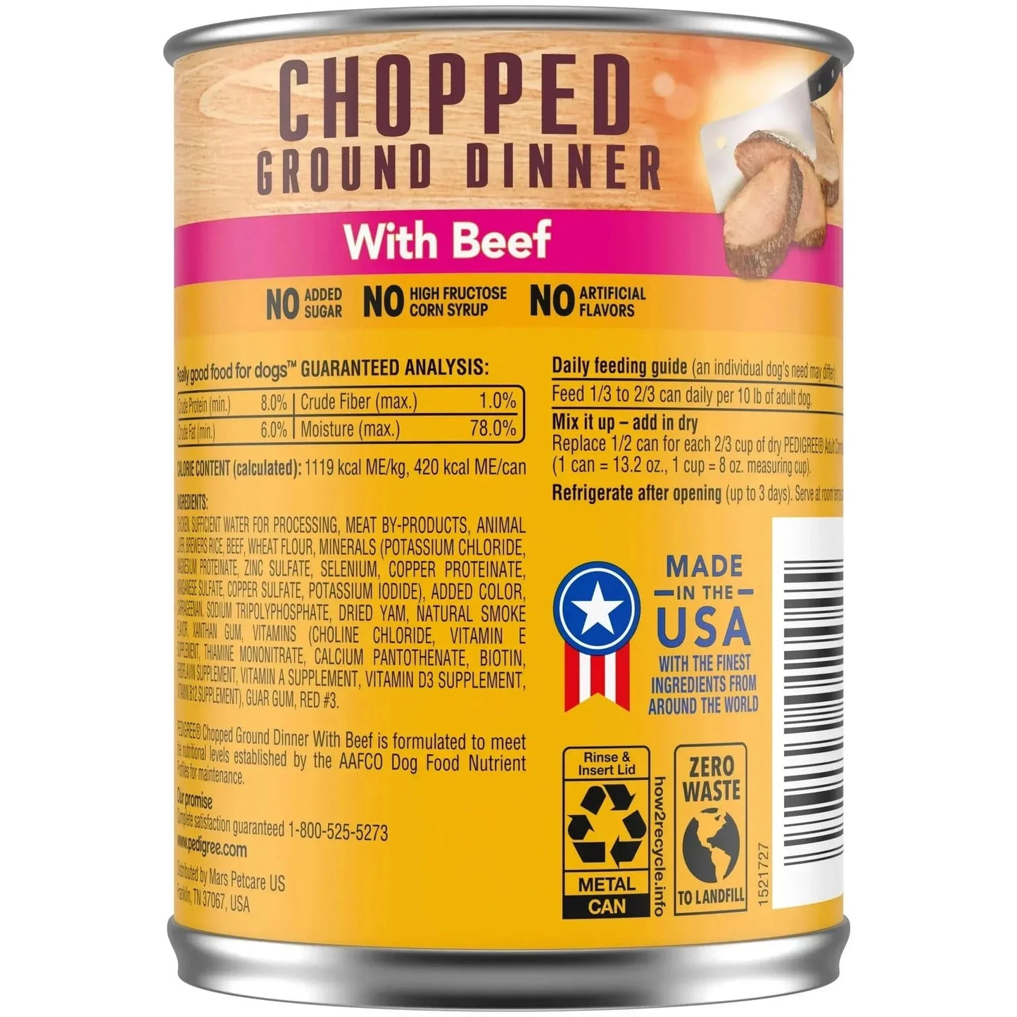 Pedigree Chopped Ground Dinner with Beef Canned Dog Food 13.2 oz, 12 pk Pedigree