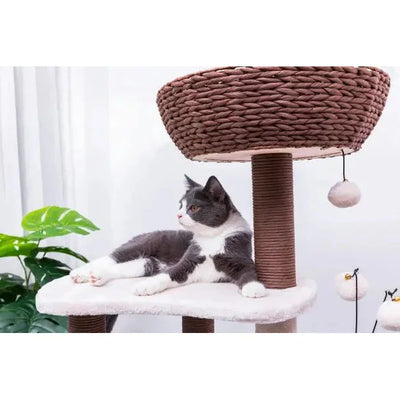 Petpals Quartz 5 Level Cat Tree with 4 Scratching Posts and Handwoven Basket PetPals Group