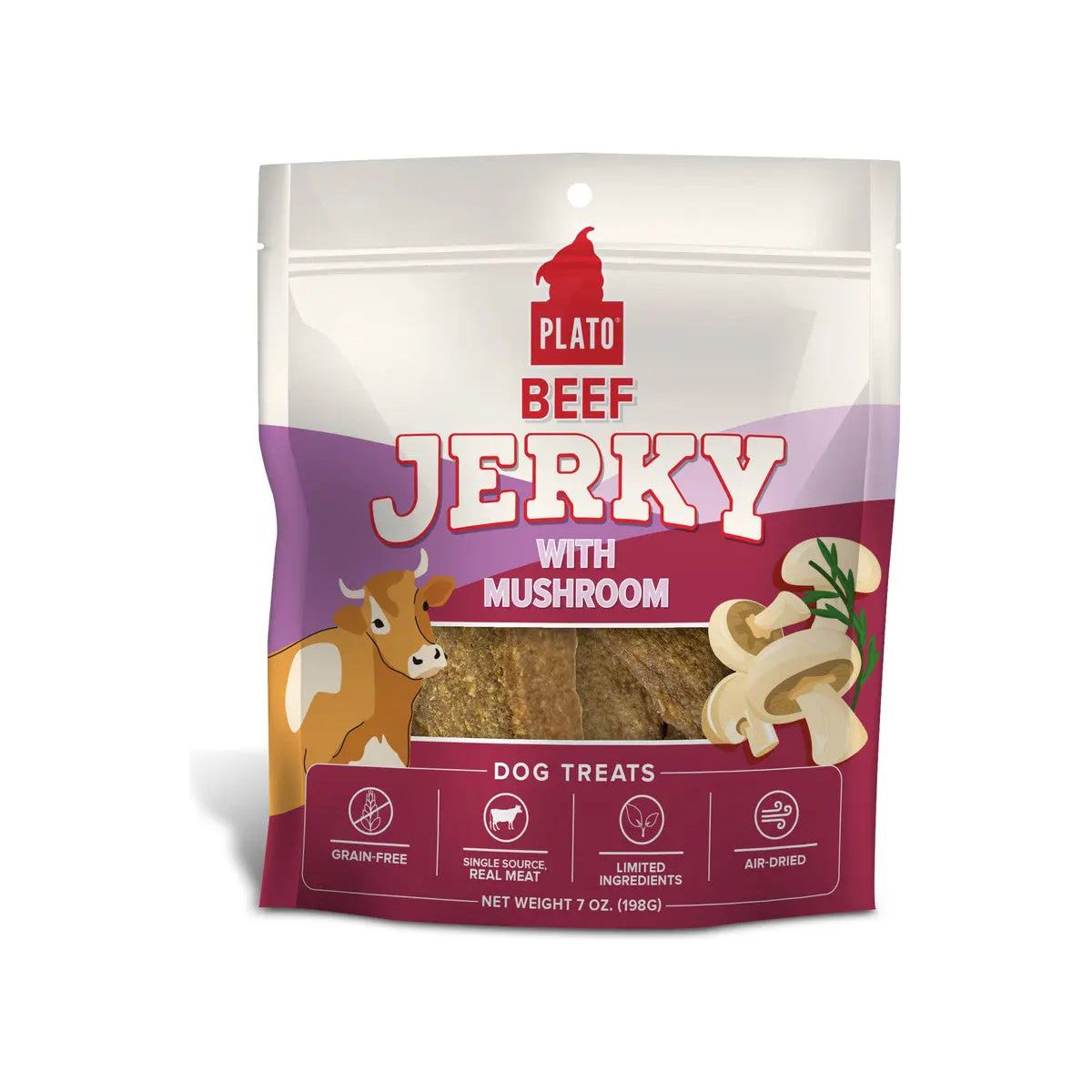 Plato Beef Jerky with Mushroom Dog Treats Plato