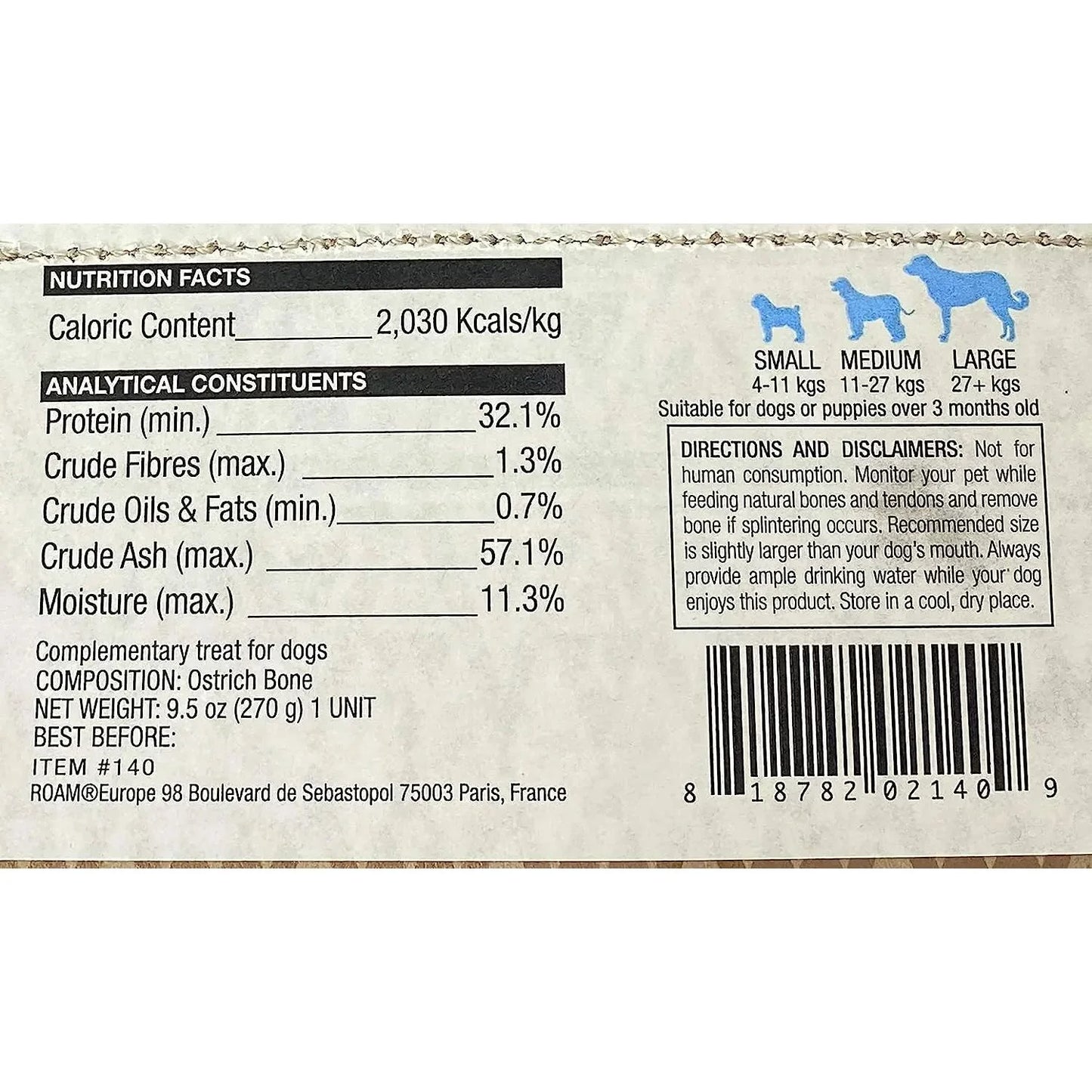 ROAM Boss-Trich Long Lasting Ostrich Dog Bones Roam