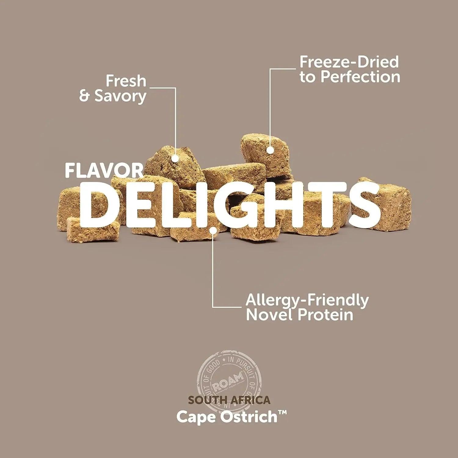 Roam Pet Ossy Slices Ostrich Novel Protein Freeze Dried Dog Treats 2 oz. Roam