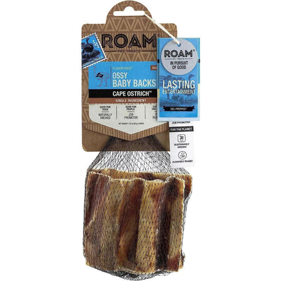 Roam Pet Treats Ossy Baby Back Rib  Ostrich Dog Chew Roam