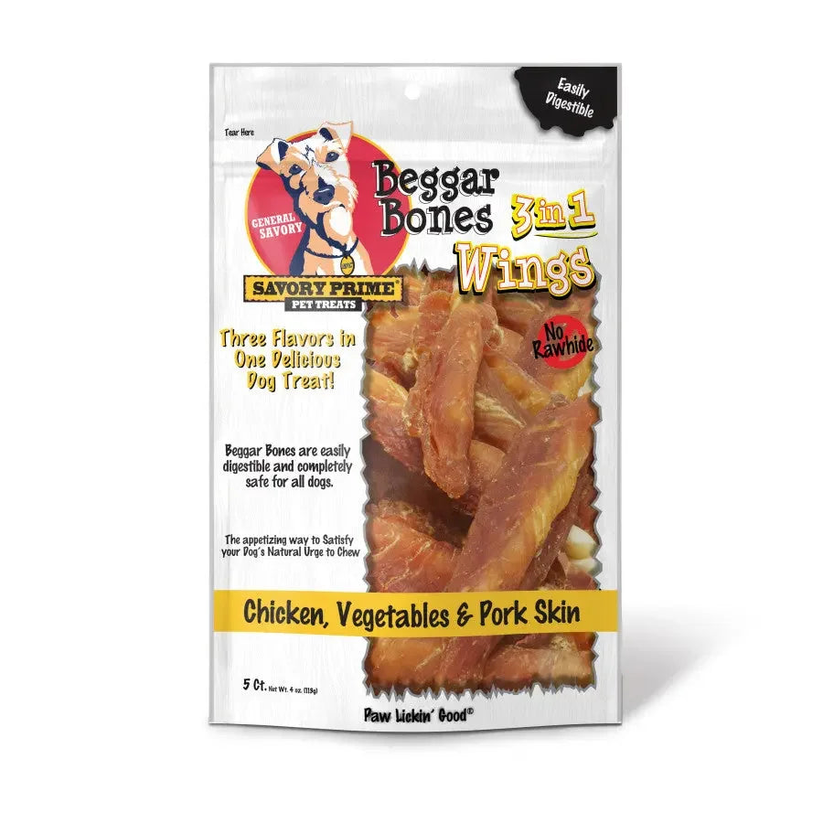 Savory Prime Beggar Bone 3in1 Wings Dog Treat Savory Prime