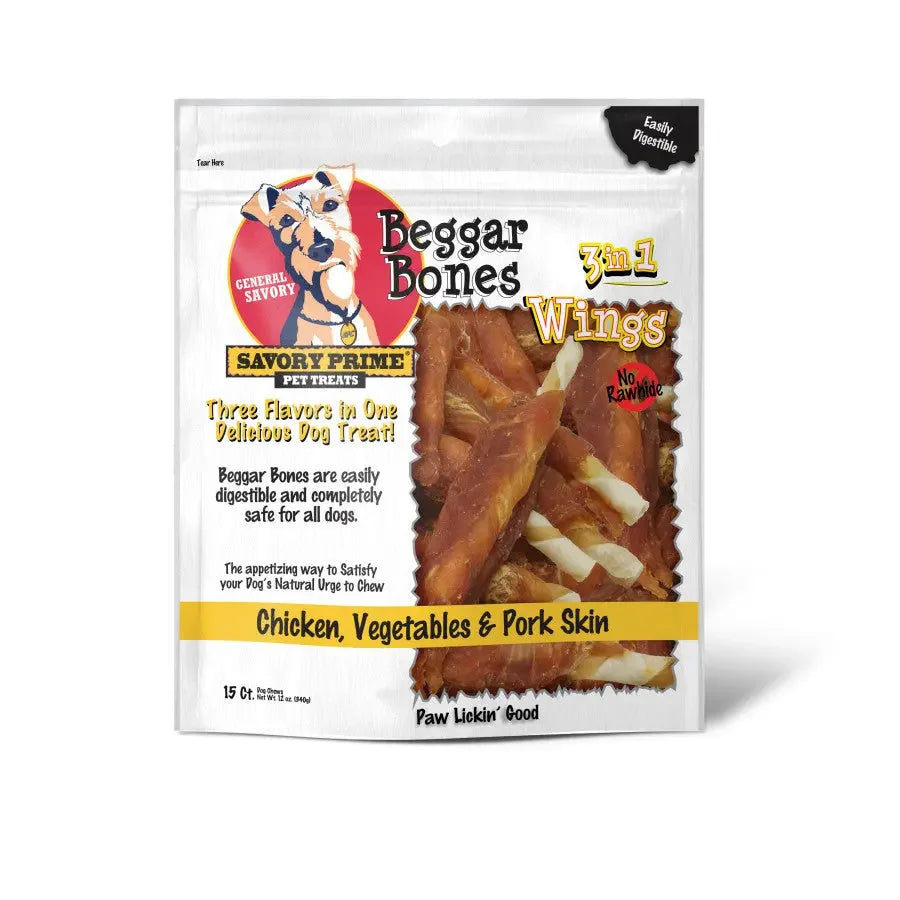 Savory Prime Beggar Bone 3in1 Wings Dog Treat Savory Prime