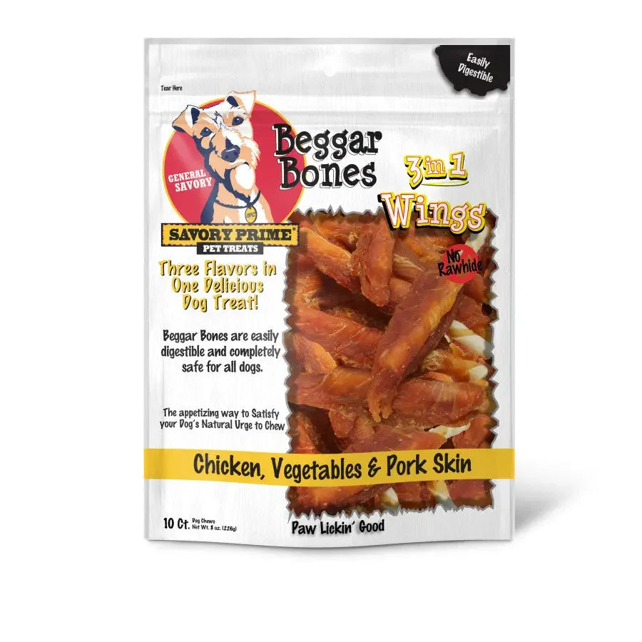 Savory Prime Beggar Bone 3in1 Wings Dog Treat Savory Prime