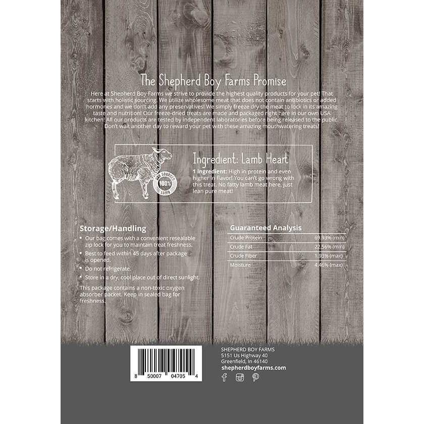 Shepherd Boy Farms Freeze-Dried Lamb Hearts Dog Treats Shepherd Boy Farms