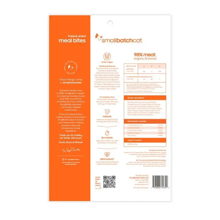 SmallBatch Freeze-Dried Mealbites Chicken Cat Food 10oz Smallbatch