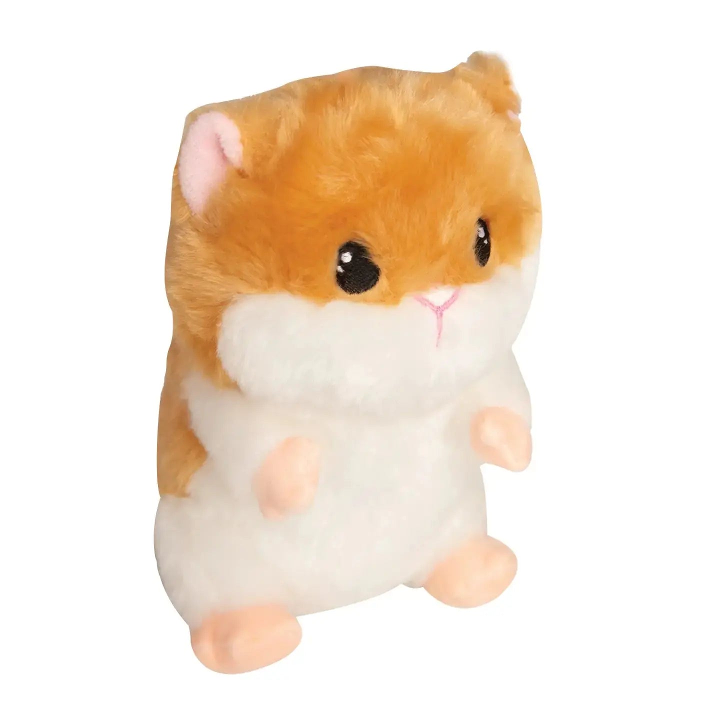 The SnugArooz Plush Squeaky Dog Toy by SnugArooz is a soft, hamster-shaped toy with brown and white fur, pink ears, nose and feet, plus large black eyes, perfect for your pup.