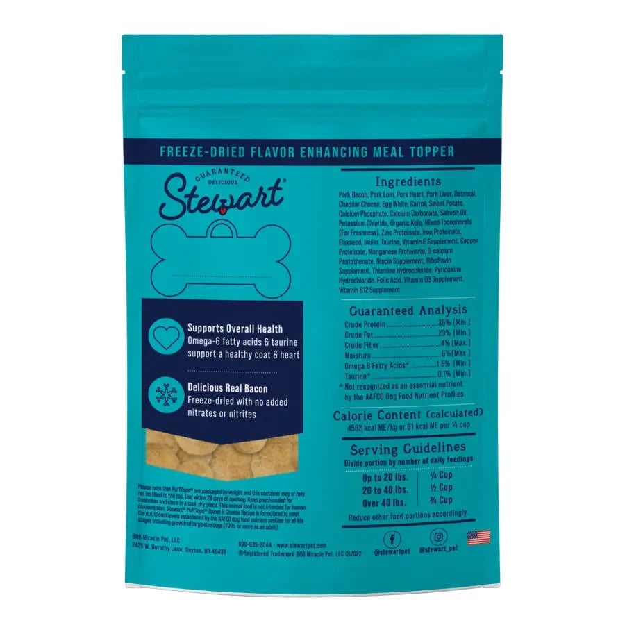 Stewart Puff Tops Bacon & Cheese Recipe Freeze-Dried Dog Food Topper - Talis Us