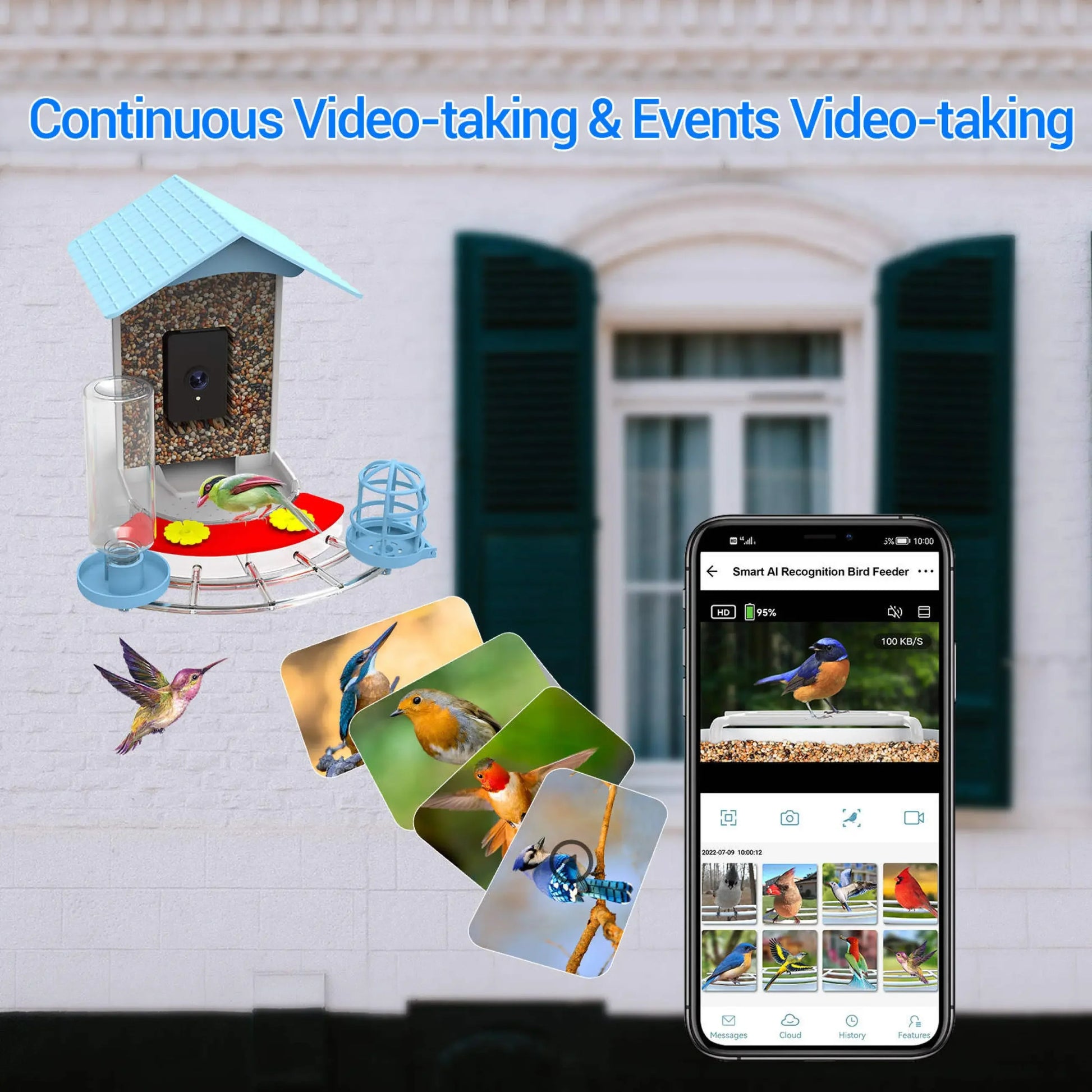 Talis-us Smart Bird Feeder Auto Capture Birds Videos & Motion Detection Wireless Camera Talis Us