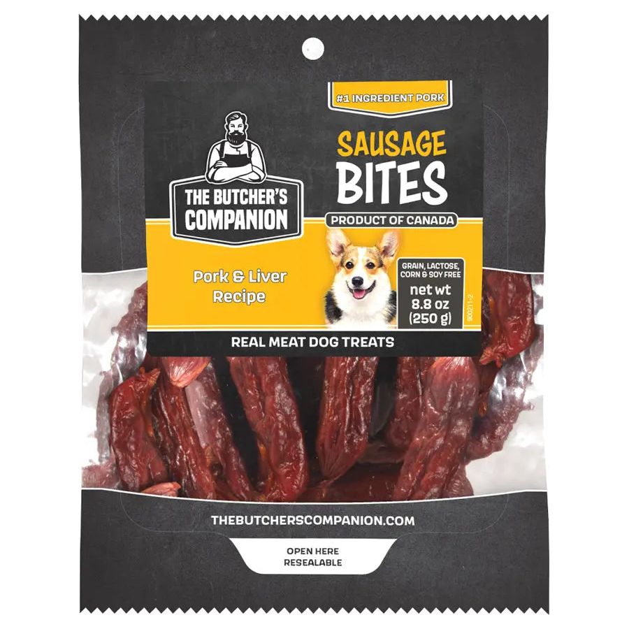 The Butcher's Companion Dog Treats Pork & Liver  Recipe Sausage 8.8oz The Butcher's Companion