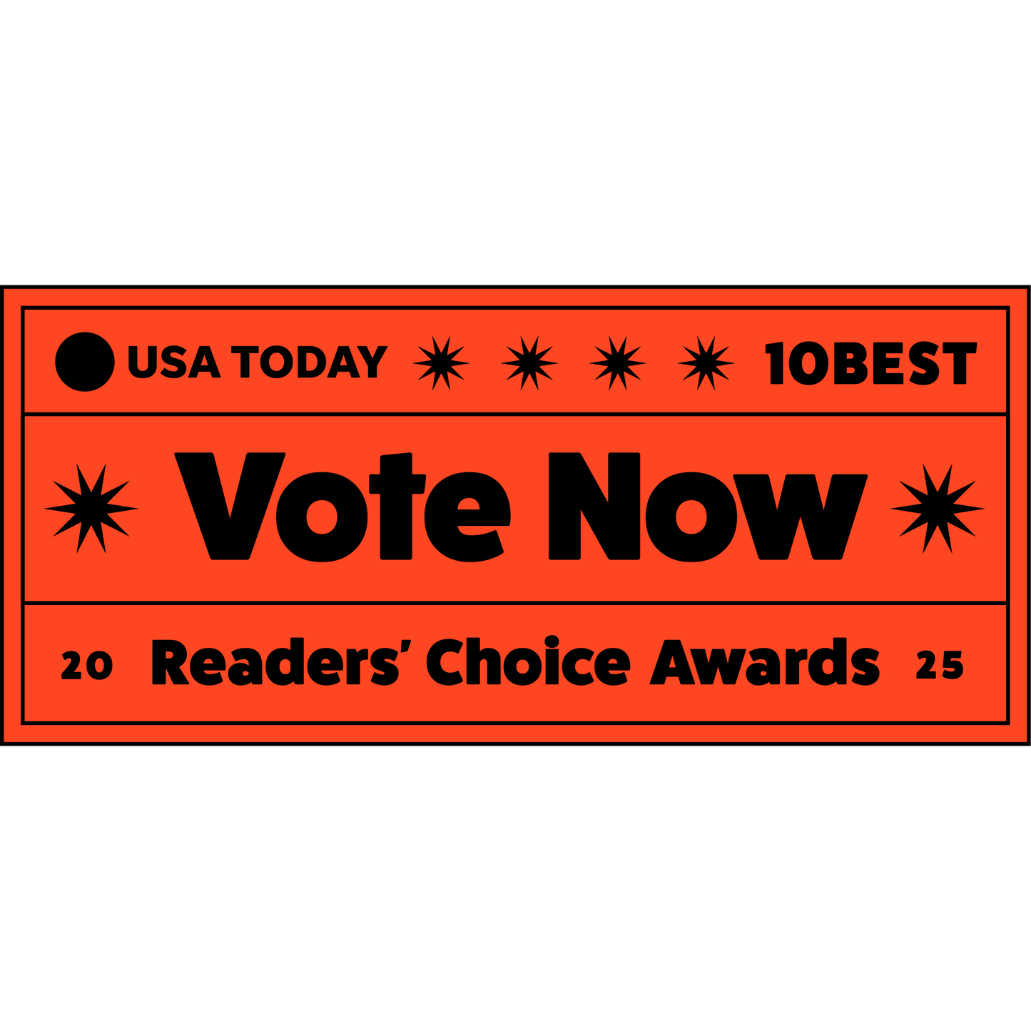 Bright orange banner with black stars features “VOTE NOW for Talis-us as the Best Pet Store by USA TODAY 2025” and bold black text urging readers to support Talis Us in the USA TODAY Readers’ Choice Awards.