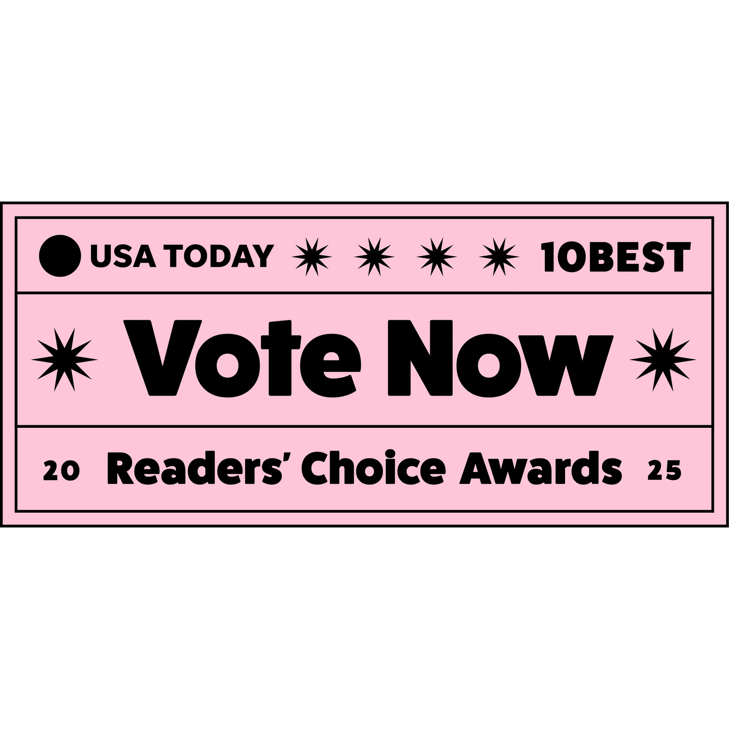 A pink banner with bold black text says: VOTE NOW for Talis-us as the Best Pet Store by USA TODAY 2025, featuring Talis Us with star icons.
