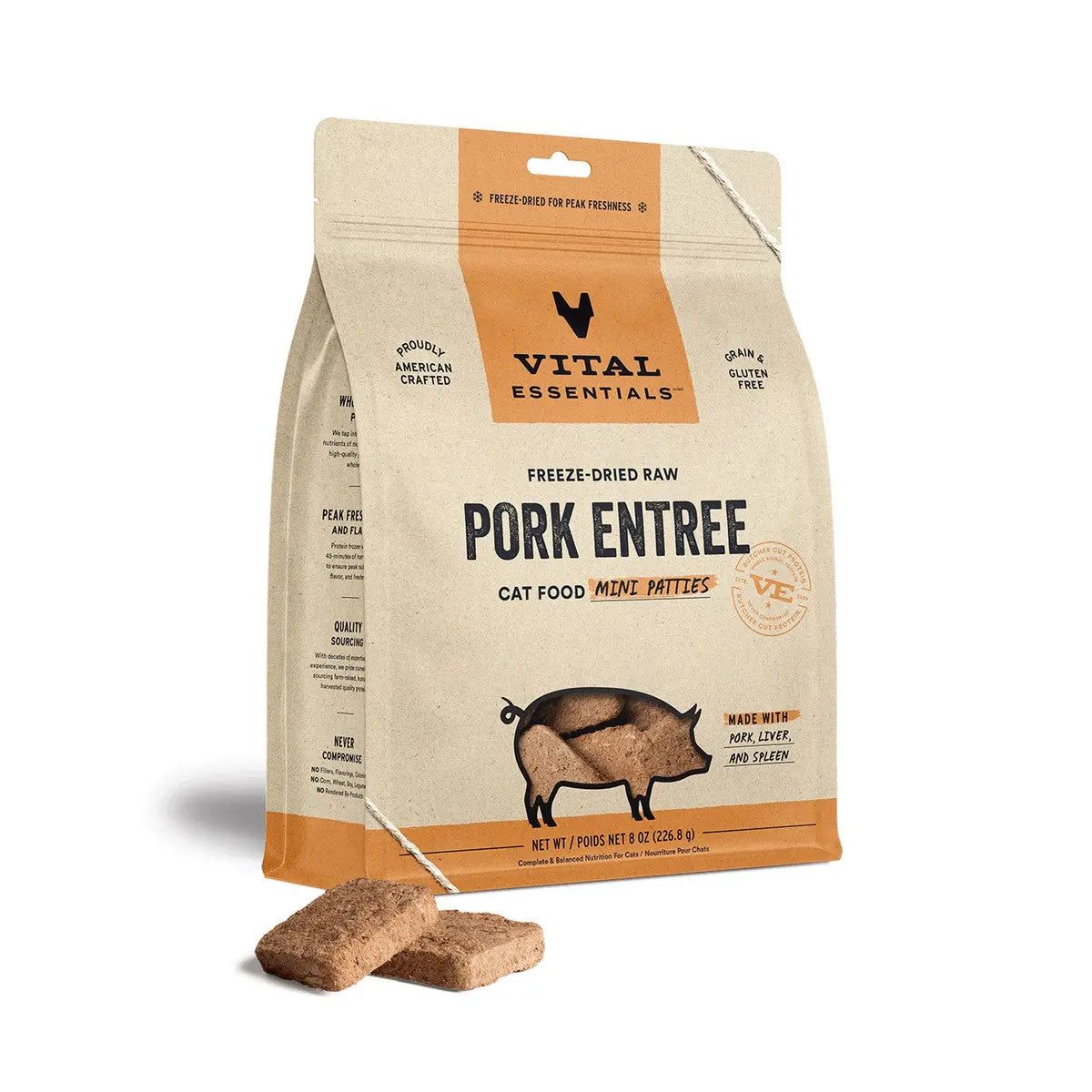 Vital Essentials® Freeze-Dried Raw Pork Entree Cat Food Mini Patties Vital Essentials®