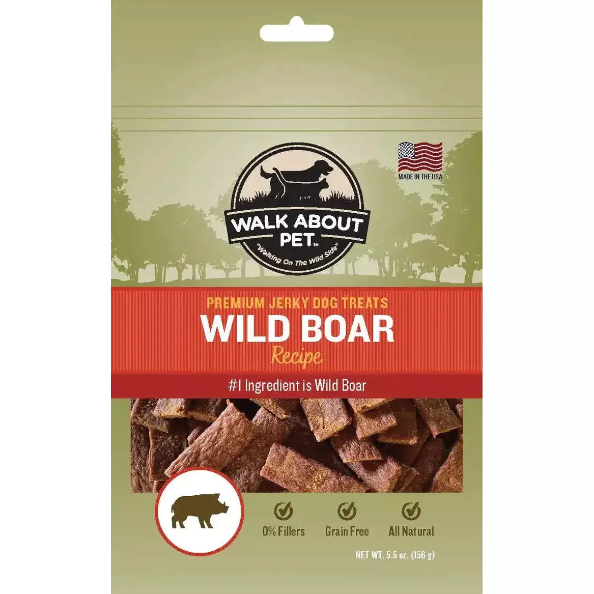 Walk About Pet Wild Boar Jerky Dog Treat Walk About Pet