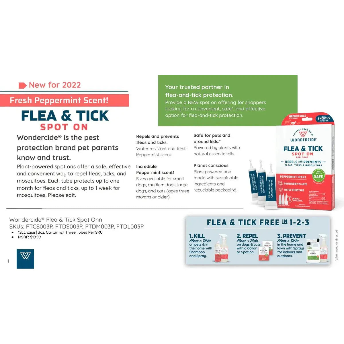 Wondercide Flea & Tick Spot On for Dogs Peppermint Wondercide