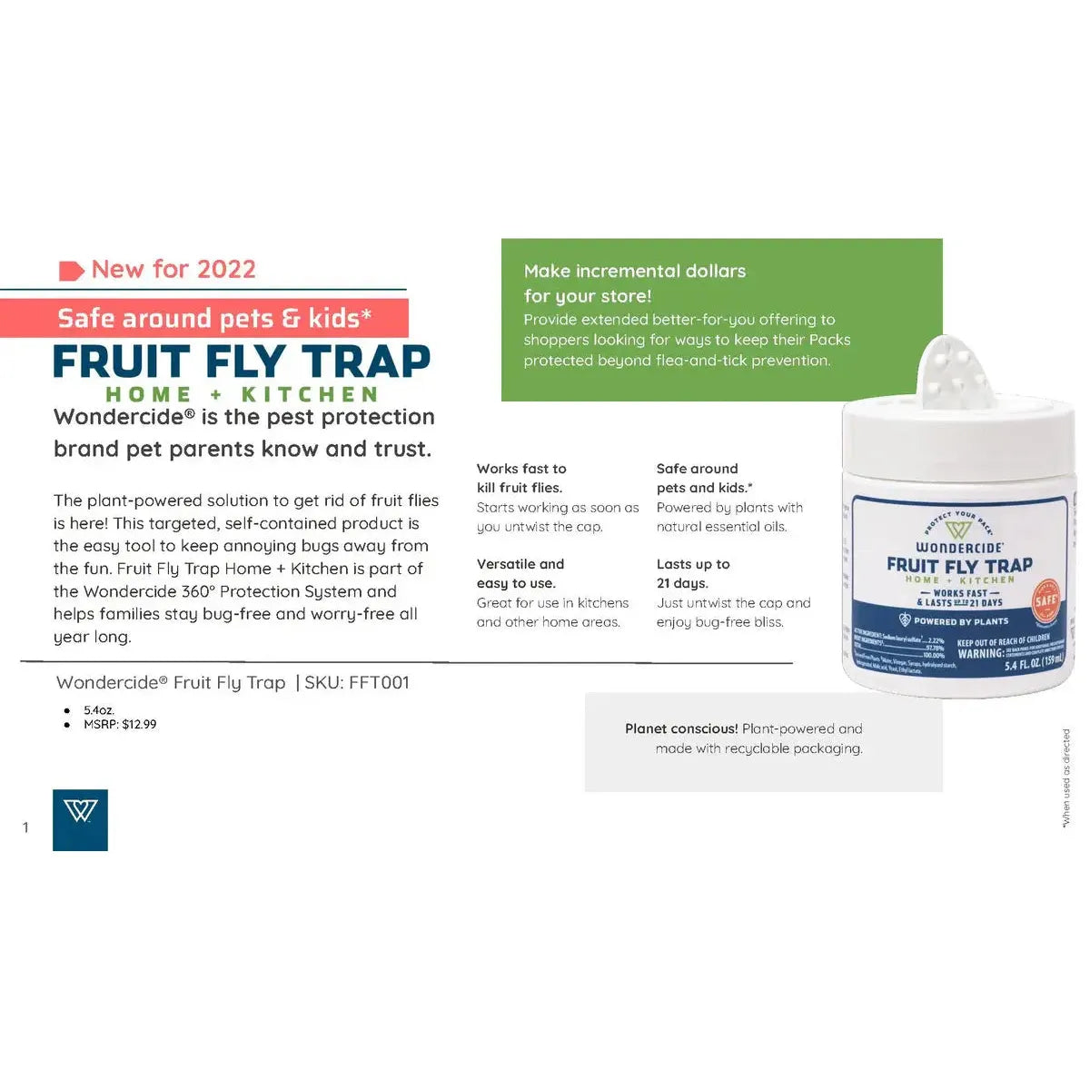Wondercide Fruit Fly Home & Kitchen Trap Wondercide