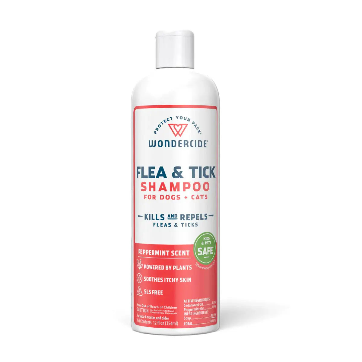 Wondercide Natural Flea & Tick with Essential Oils Dog & Cat Shampoo, Peppermint,12oz. Wondercide