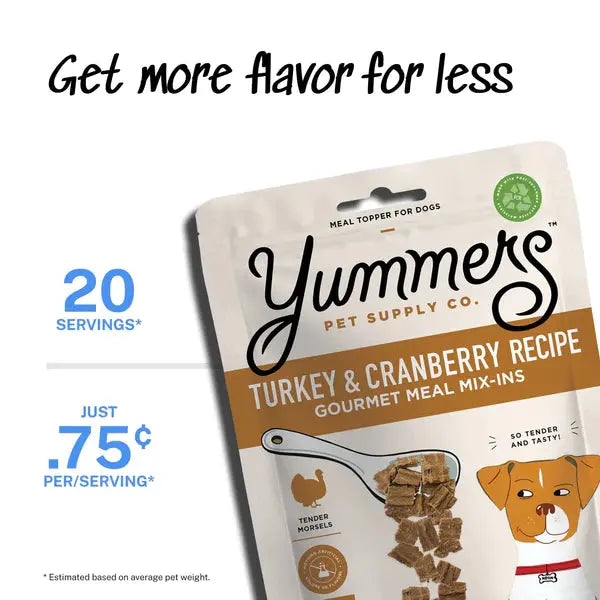 Yummers Turkey & Cranberry Recipe Gourmet Meal Mix in for Dogs Food Topper, 5 oz Yummers