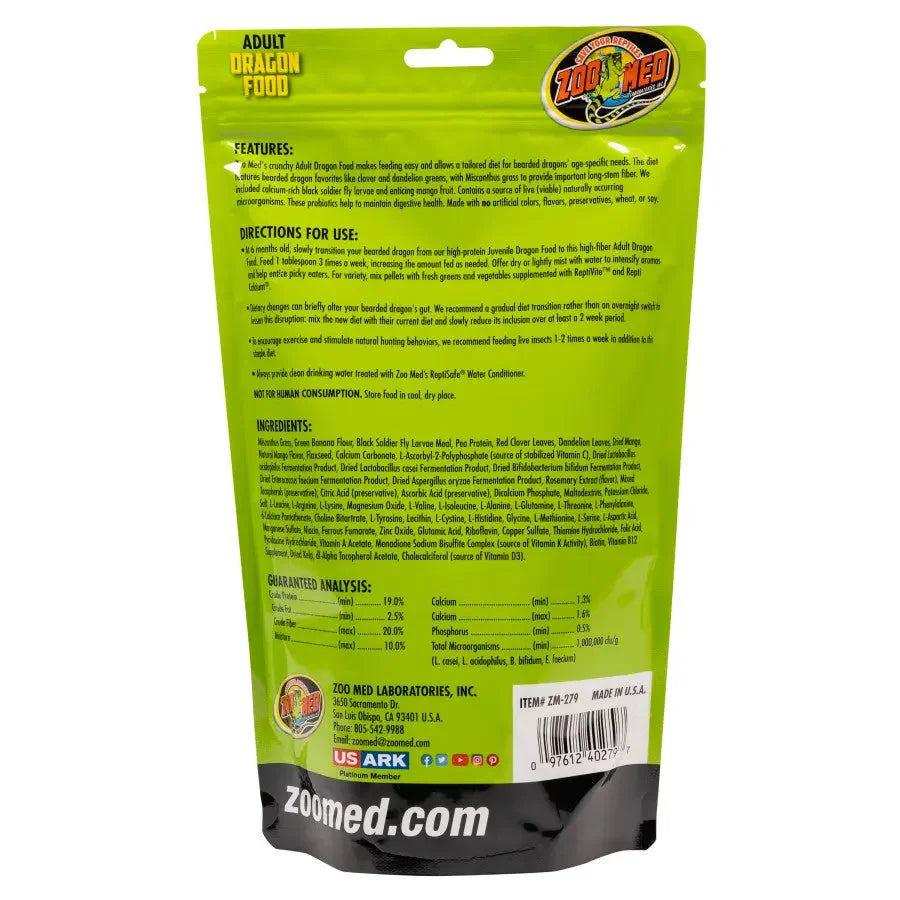 Zoo Med Adult High Fiber Bearded Dragon Food Zoo Med Laboratories