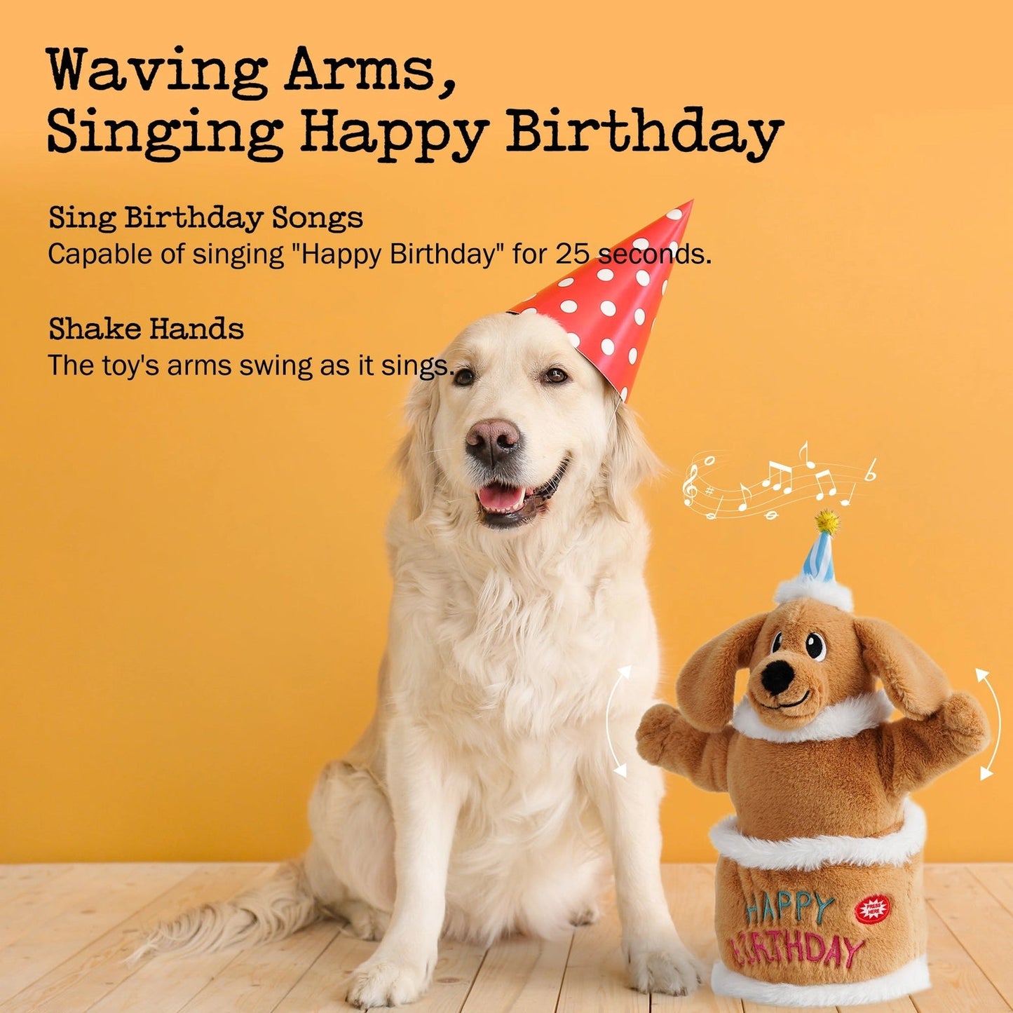 Nocciola Fuzzwoof Singing and Dancing Birthday Cake Dog Toy Nocciola