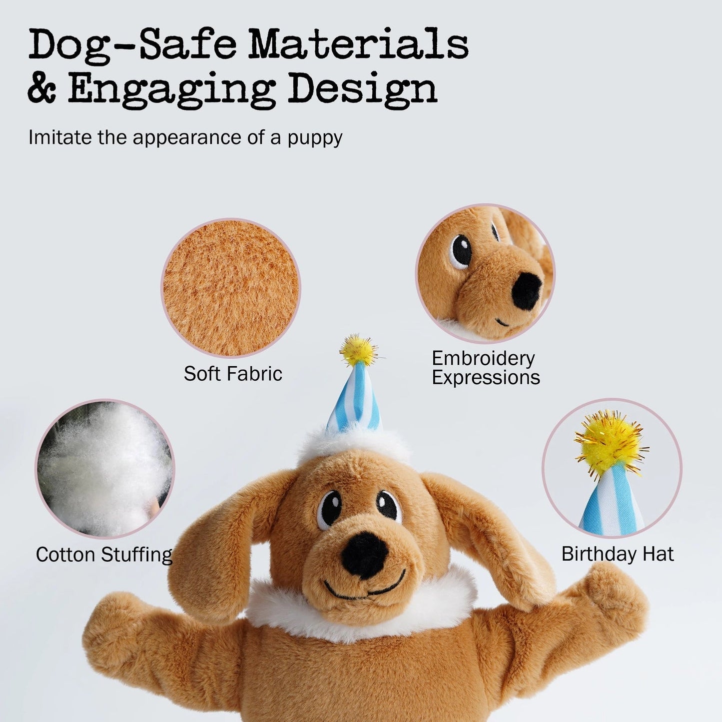 Nocciola Fuzzwoof Singing and Dancing Birthday Cake Dog Toy Nocciola