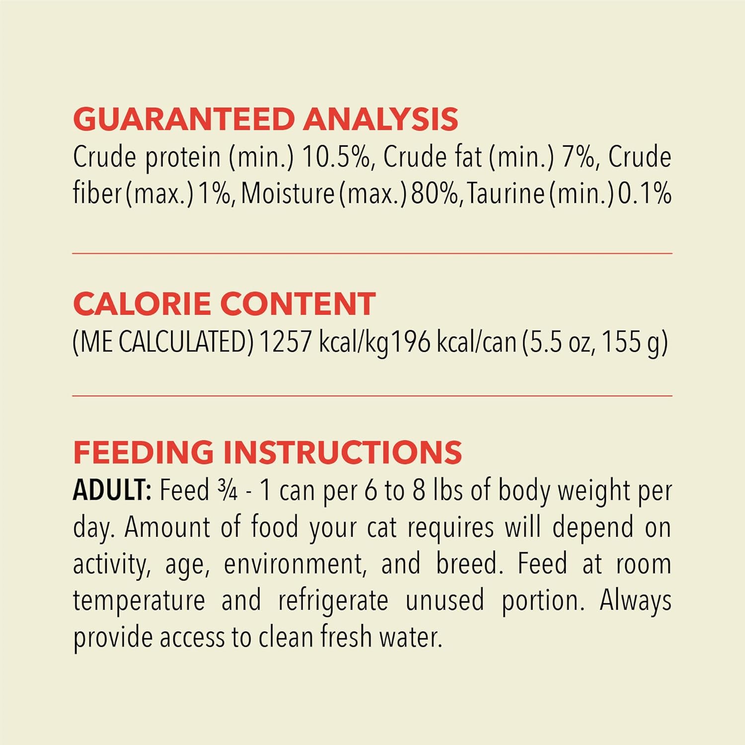 ACANA beef chicken tuna wet cat food guaranteed analysis and feeding instructions