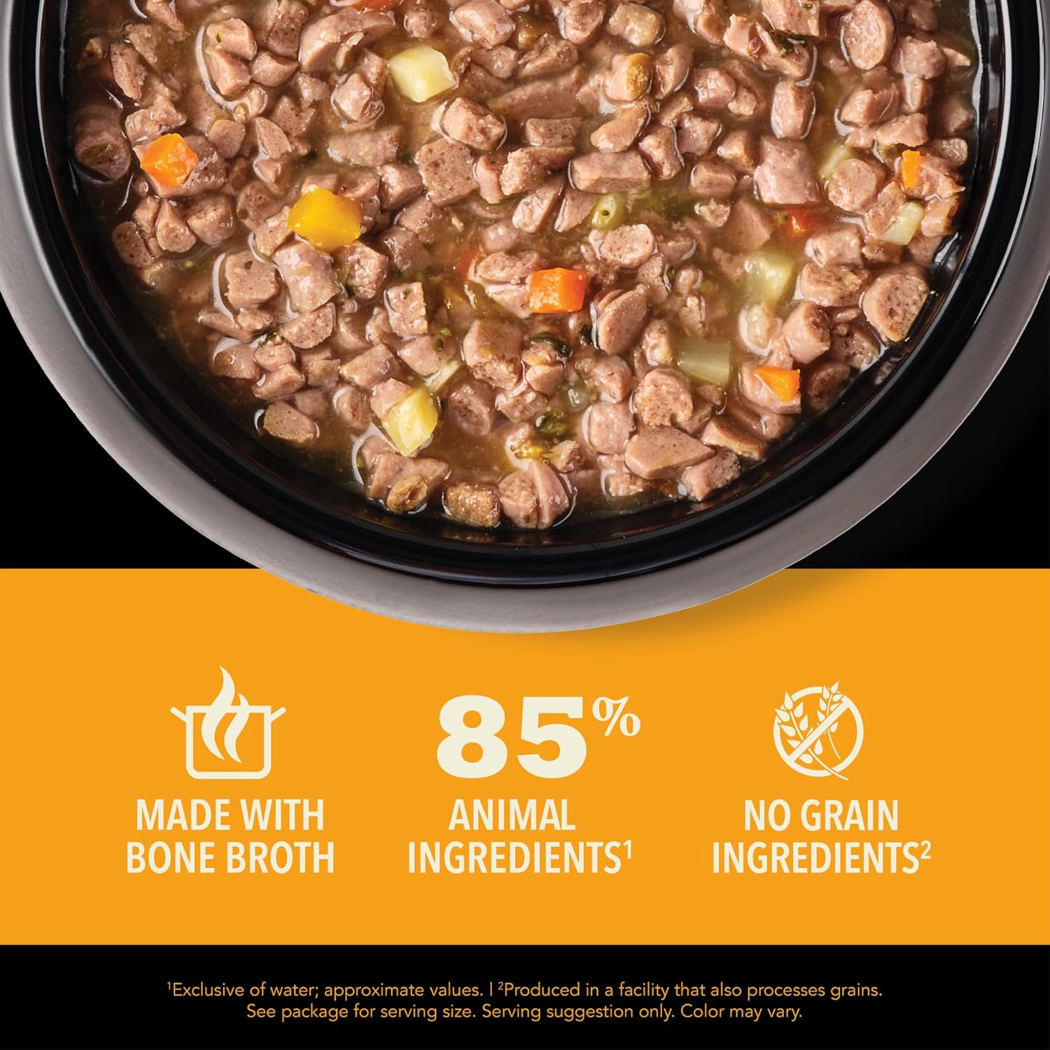 ACANA chicken and tuna wet cat food in a bowl with 85 percent animal ingredients and made with bone broth