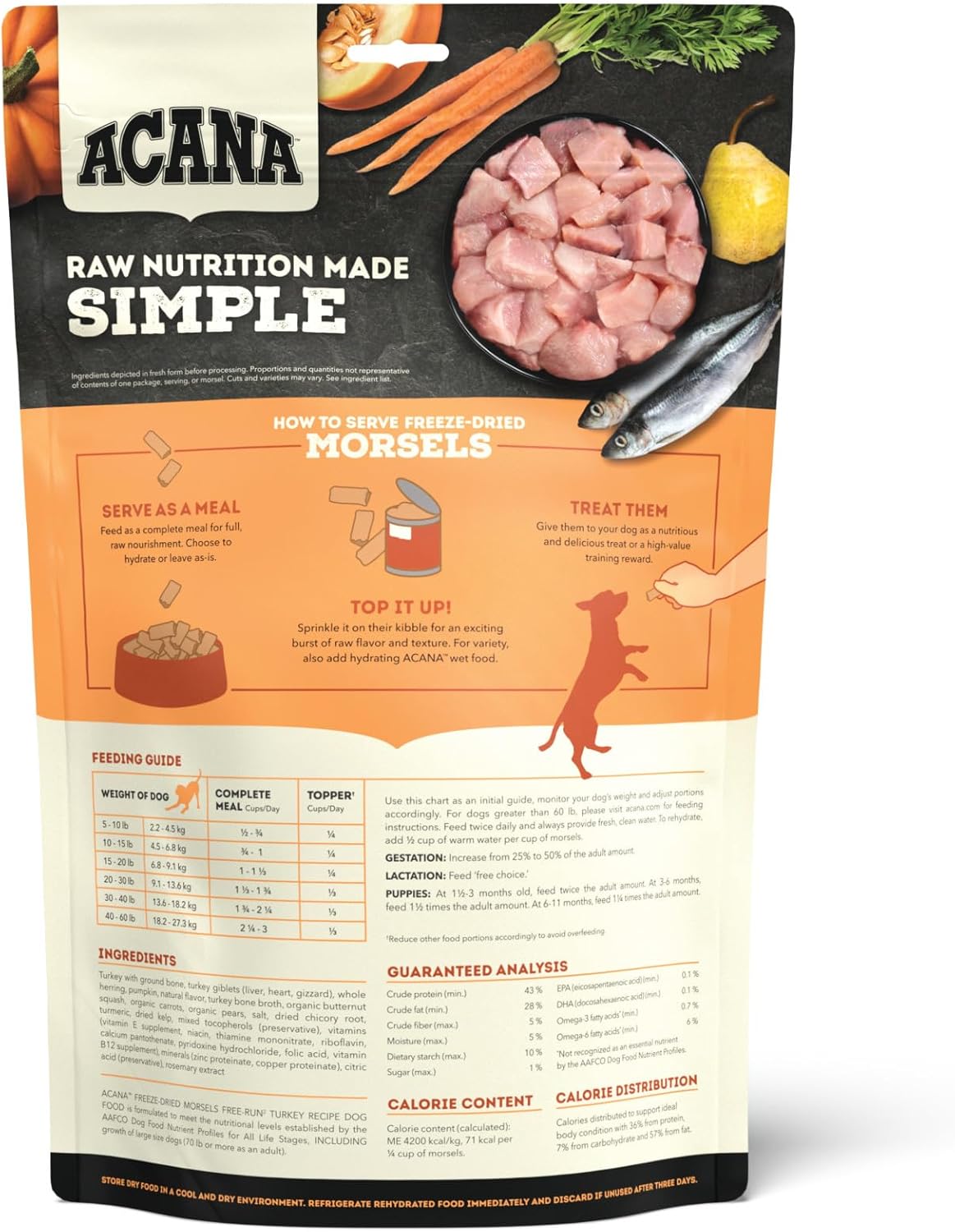 Acana Freeze-Dried Dog Food with Raw Nutrition Ingredients and Feeding Guide for Dogs