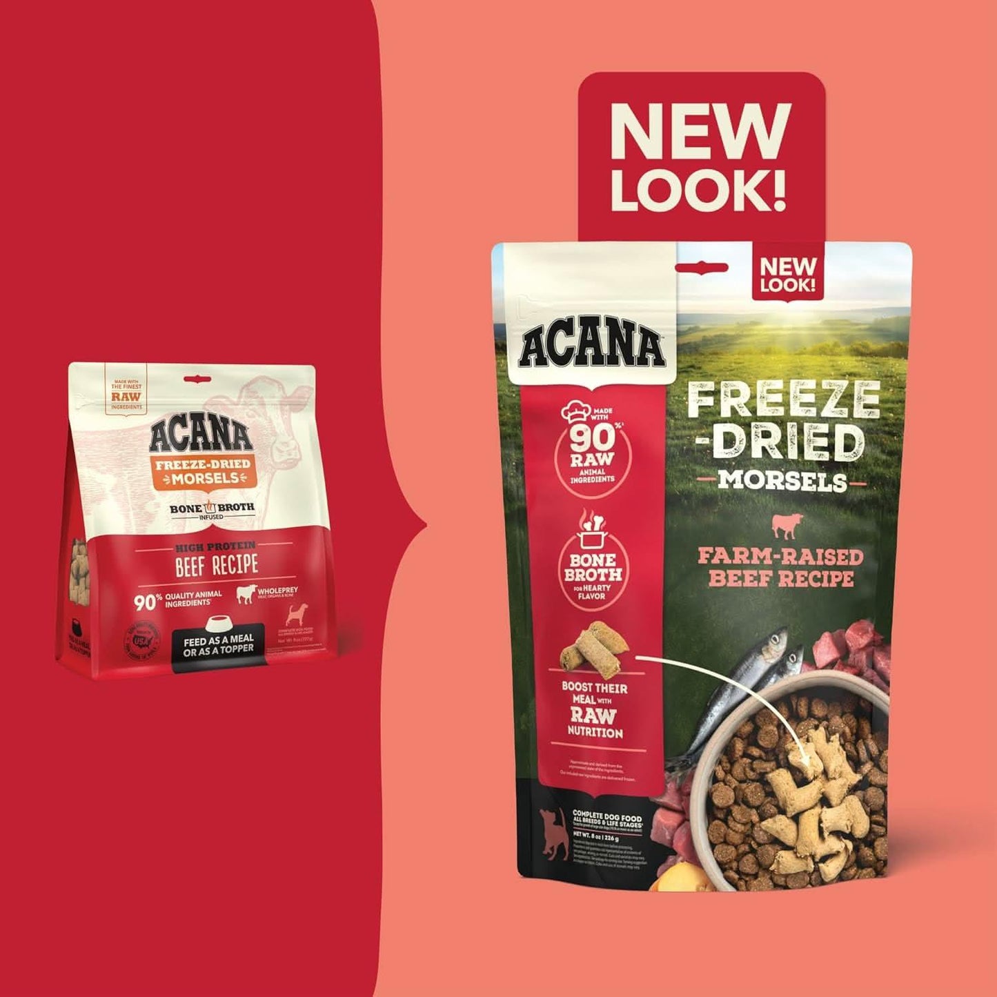 Acana Freeze-Dried Dog Food featuring Farm-Raised Beef Recipe for nutritious canine meals
