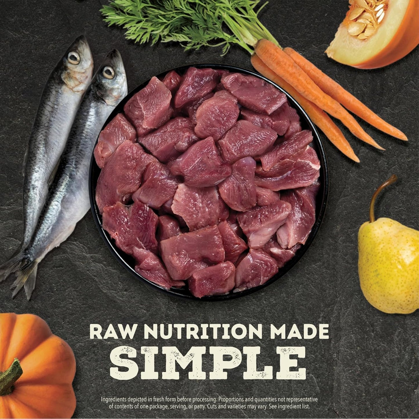 Acana Freeze-Dried Dog Food with fresh meat, fish, vegetables, and fruit for balanced nutrition